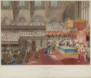 Thumbnail image for Coronation George IV 1821 Procession of Dean and Prebendaries in Westminster Hall