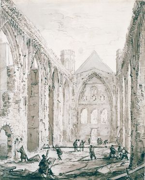 Thumbnail image for St. Stephen's Chapel looking east after the fire of 1834