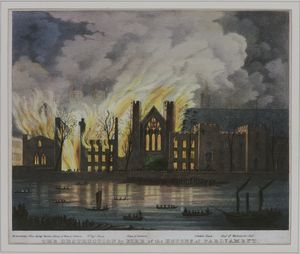 Thumbnail image for The Destruction by Fire of the Houses of Parliament on Thursday night, October 16th 1834, River View.